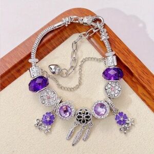 2/$25 NEW Elegant Silver and Purple Charm Bracelet